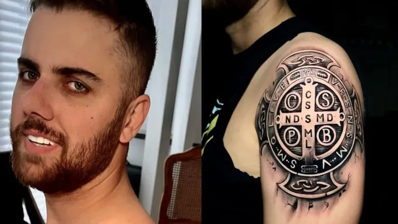 Sertanejo Zé Neto tatua símbolo sagrado no braço: “Retira-te, Satanás!”