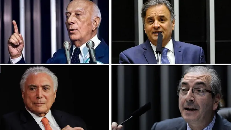 Ulysses Guimarães, Aécio Neves, Michel Temer e Eduardo Cunha