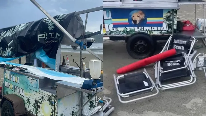 Chuvas destruíram carrinhos de praia