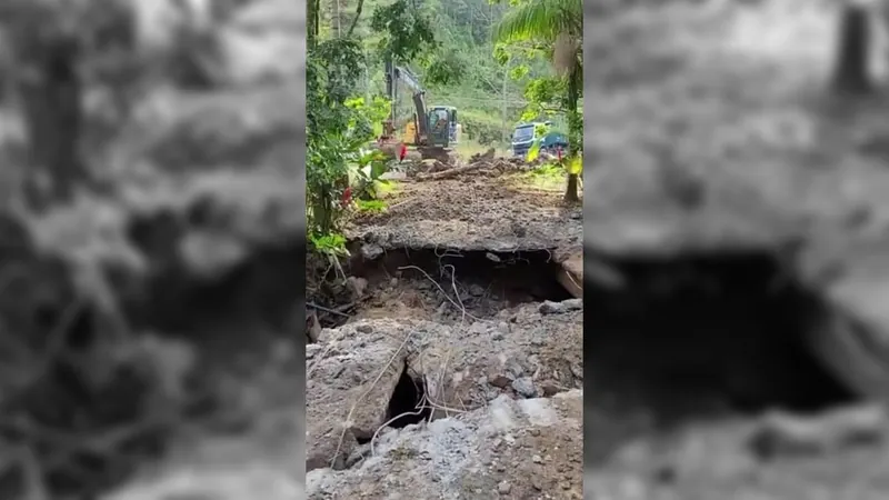 Ponte no bairro Alto Getuba é interditada pela Defesa Civil em Caraguatatuba