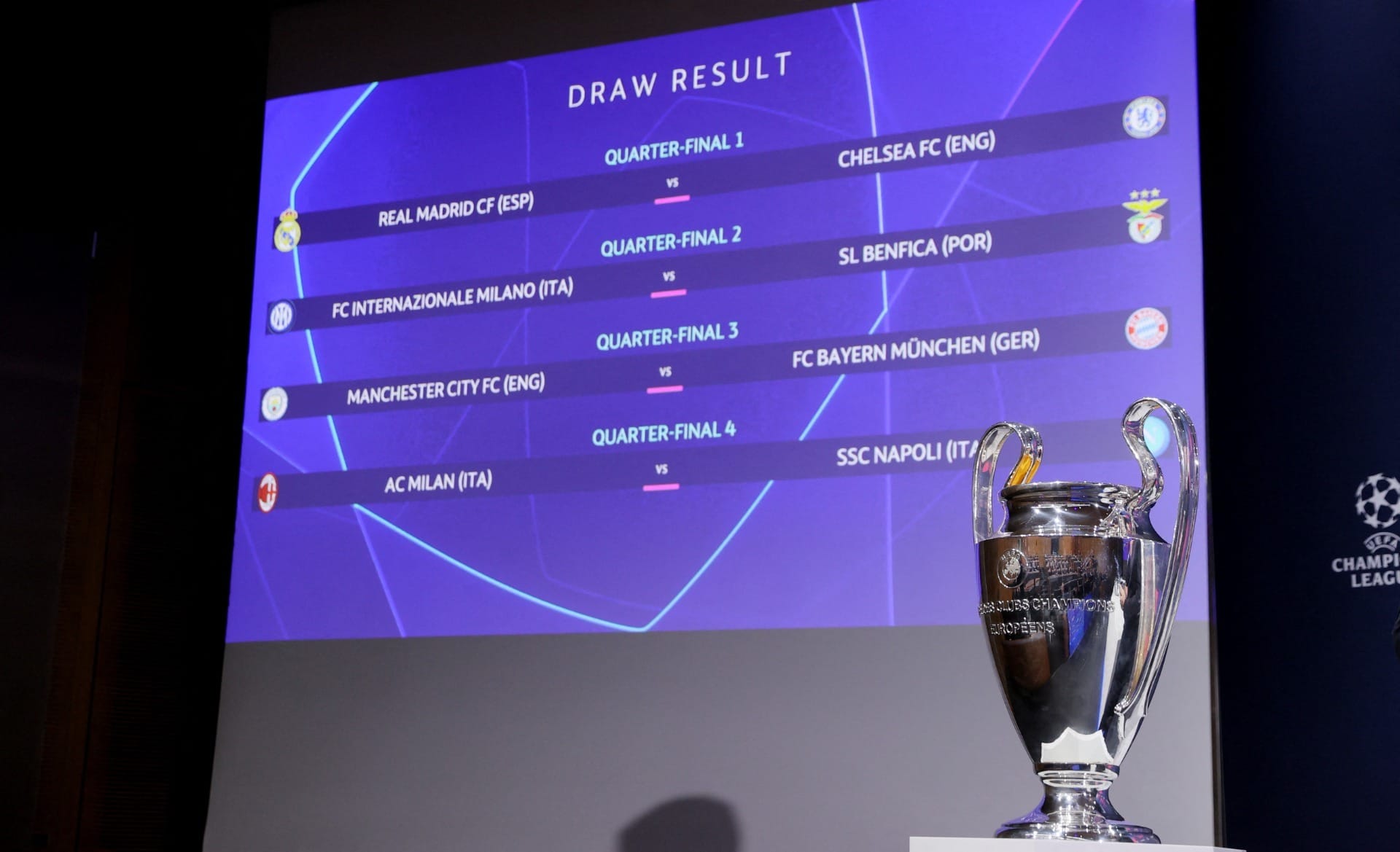 Definidos os confrontos das quartas de final da Champions League