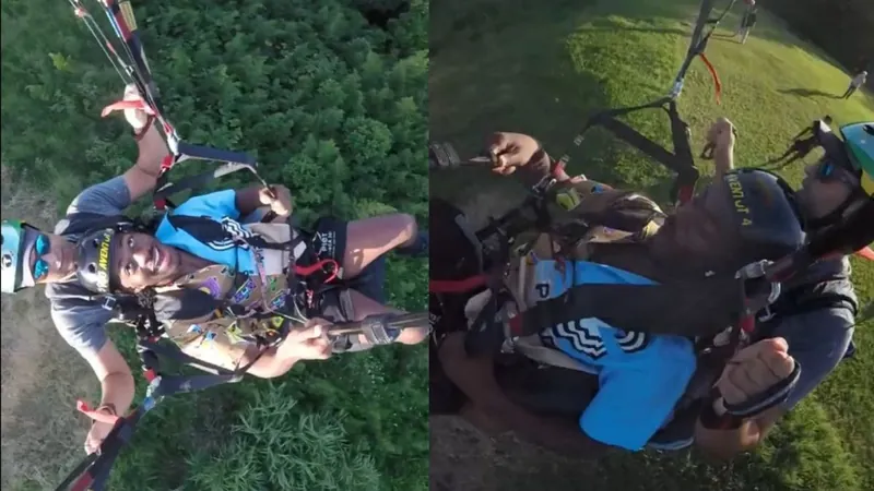 Lollapalooza: Lil Nas X pula de parapente no litoral de São Paulo; veja vídeo