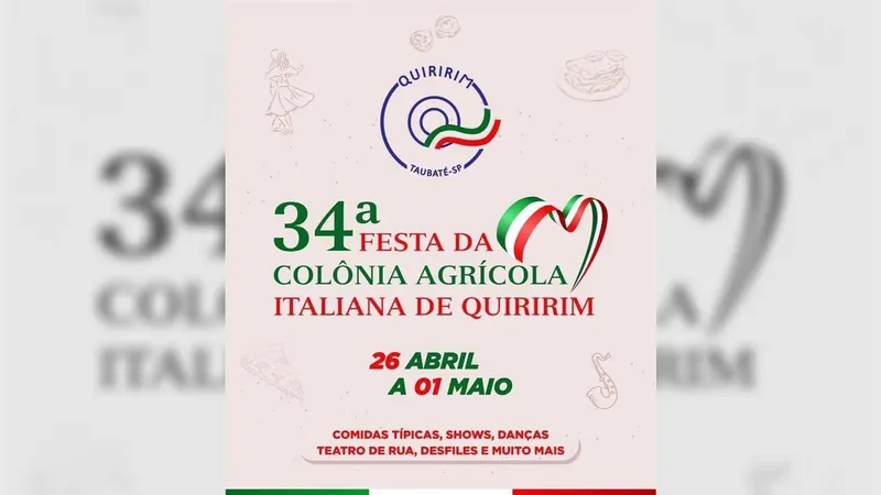 Datas da 34ª Festa da Colônia Agrícola Italiana de Quiririm são divulgadas