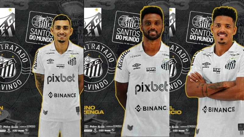 Santos oficializa contratações de Bruno Mezenga, Luan Dias e Gabriel Inocêncio