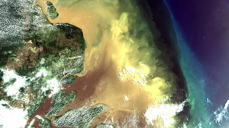 Foto do satélite mostra foz do Rio Amazonas