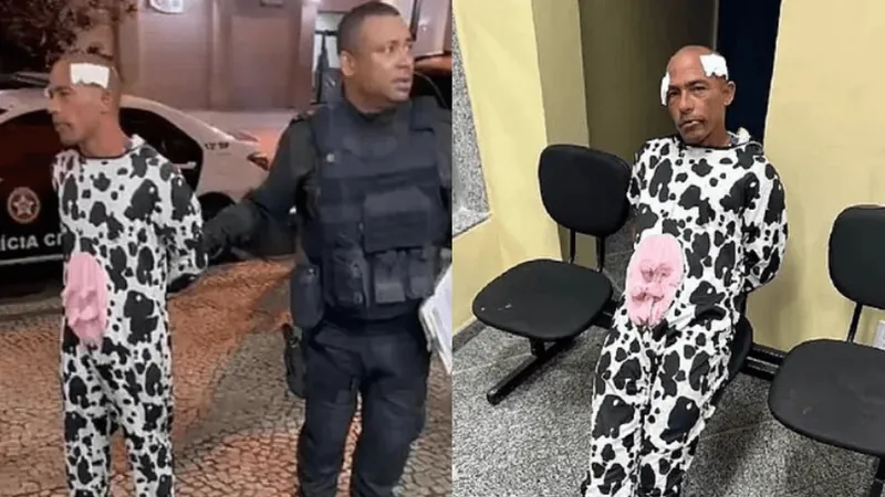 Homem fantasiado de vaca se envolve em briga e é detido no Rio de Janeiro