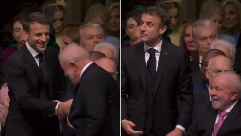 Lula cumprimenta Emmanuel Macron na coroação do rei Charles III; vídeo