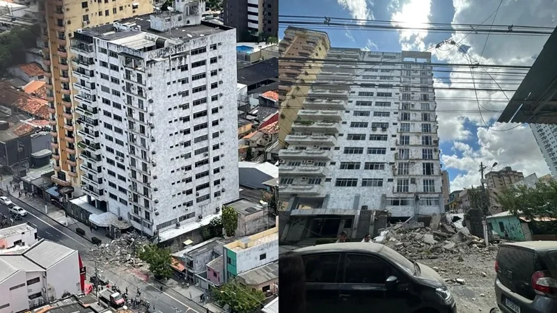 Sacadas de prédio residencial desabam em Belém, no Pará