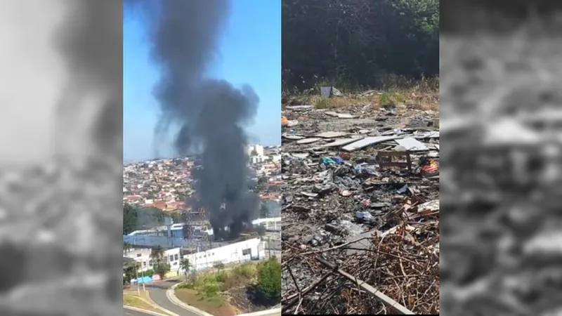 Prédio abandonado de fábrica de colchões pega fogo em Campinas