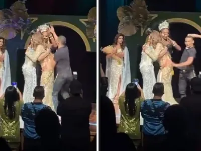 Homem invade palco e arranca coroa de vencedora do Miss Gay em MT; veja vídeo