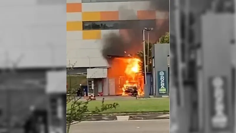 Ninguém ficou ferido durante incêndio em posto de gasolina