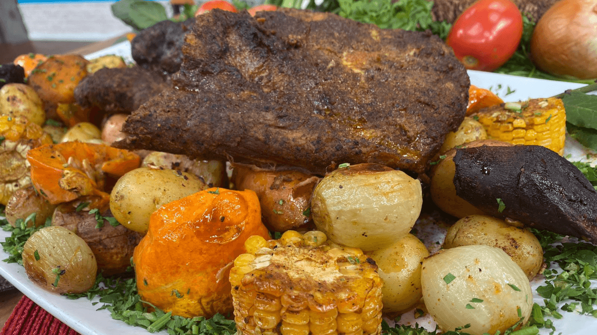 Peito de boi assado com legumes | Band Receitas