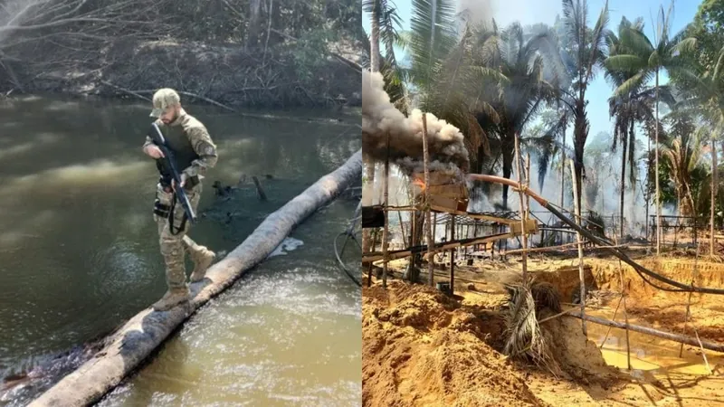 PF destrói 10 acampamentos de garimpeiros ilegais em terras indígenas de Roraima