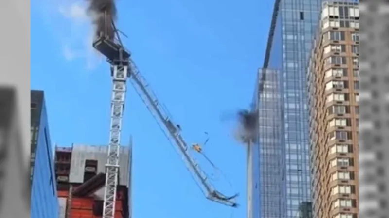 Guindaste despenca sobre prédios em Nova York, nos EUA