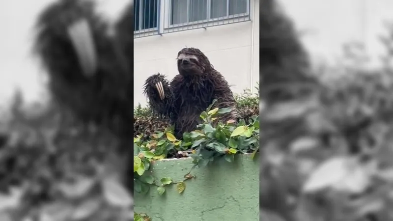 Bicho-preguiça se torna atração para estudantes da Puc-Rio na Gávea