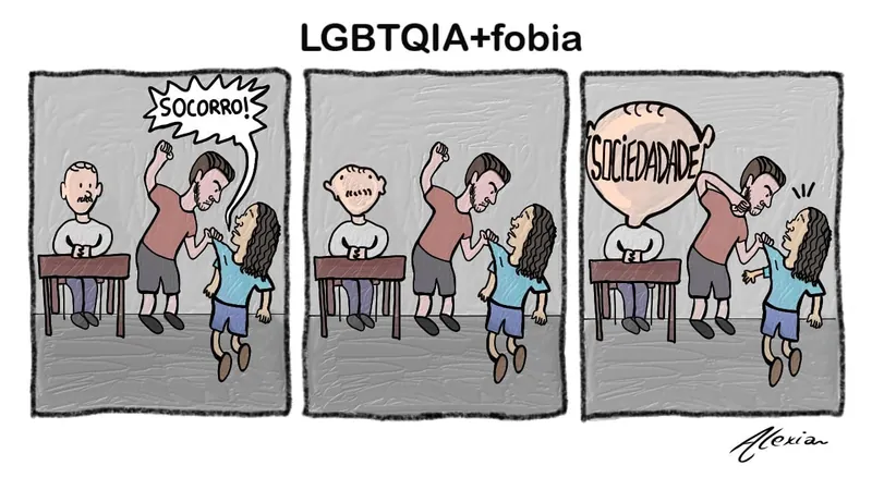 Charge: Omissão da sociedade na violência contra comunidade LGBTQIA+