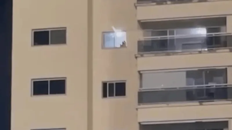 Torcedores flagram casal fazendo amor na janela do apartamento