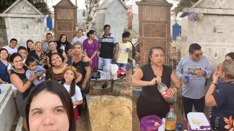 Família comemora aniversário de idoso falecido com festa em cemitério