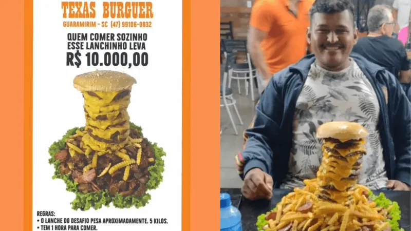 Lanchonete oferece R$ 10 mil para quem comer lanche de 5 kg