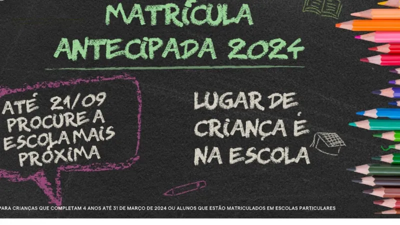 Fora da rede municipal prazo vai até quinta-feira (21)