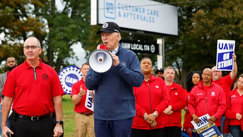 Joe Biden comparece em piquete de greve no Michigan