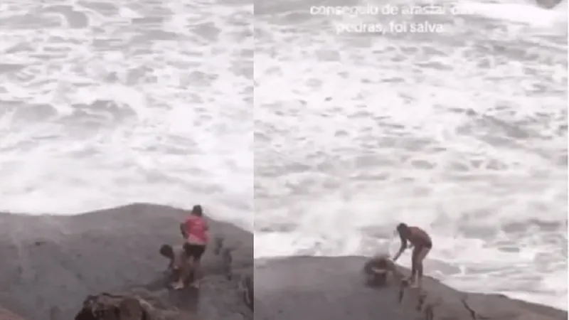 Turistas fazem selfie na beira do mar e são arrastados pelas ondas