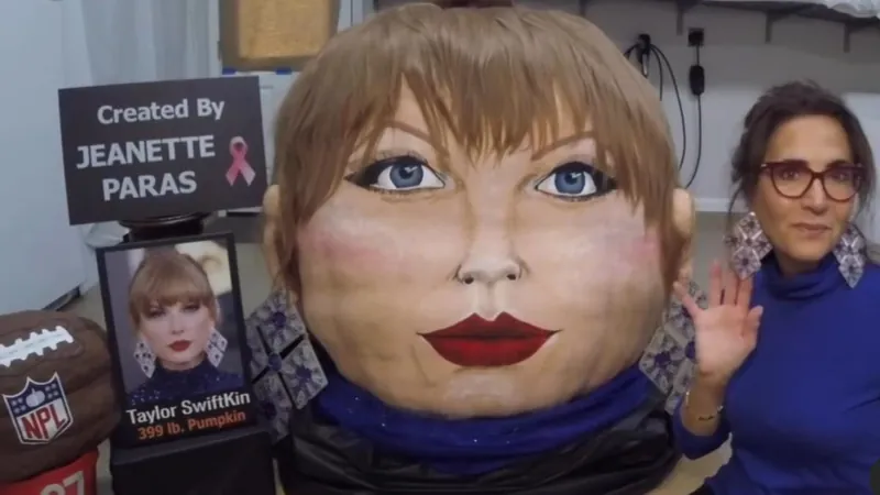 Americana coloca rosto de Taylor Swift em abóbora de 180 quilos para o Halloween