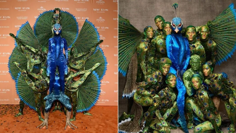 Heidi Klum se torna 'rainha do Halloween' com fantasia de pavão