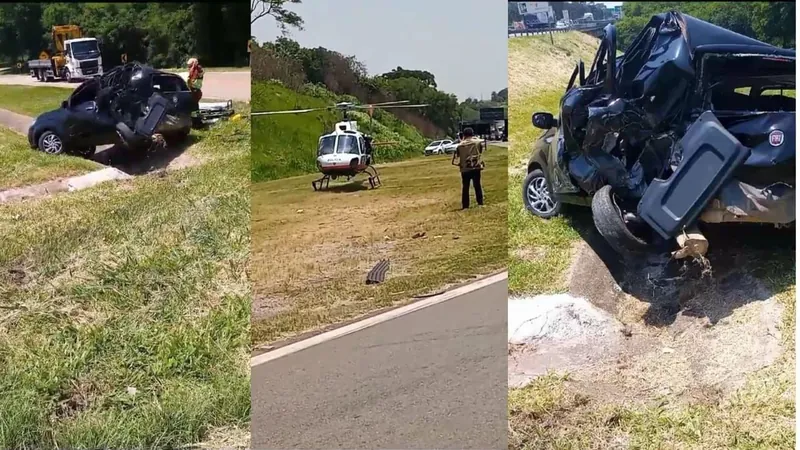 Helicóptero da PM resgata vítima de acidente na Rodovia dos Bandeirantes