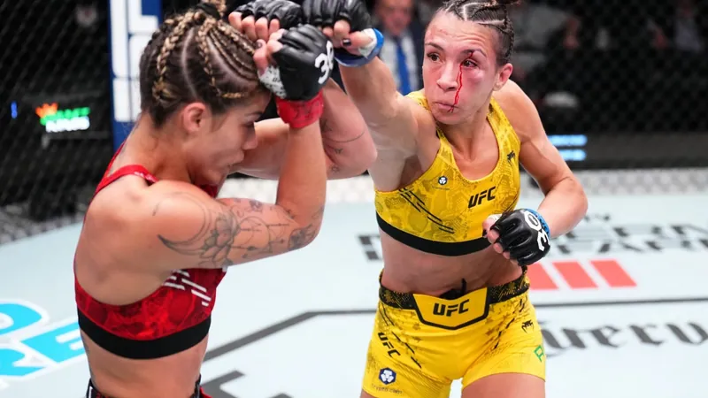 Amanda Ribas tenta acertar direto em Luana Pinheiro, no UFC Vegas 82