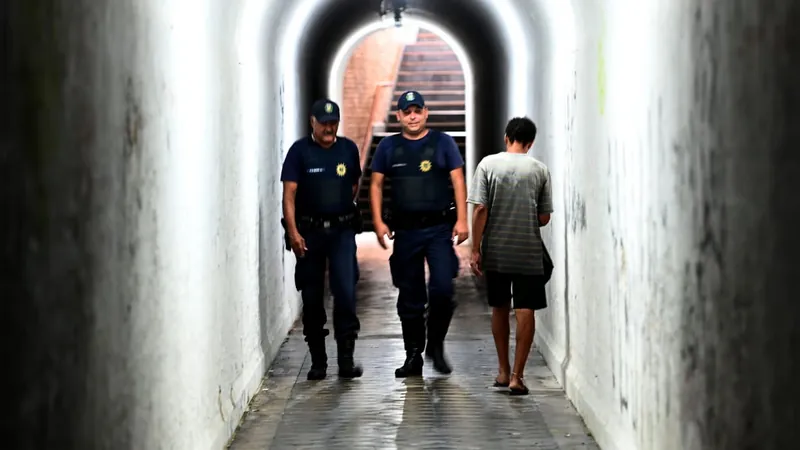 Guardas municipais realizam patrulhamento no túnel 