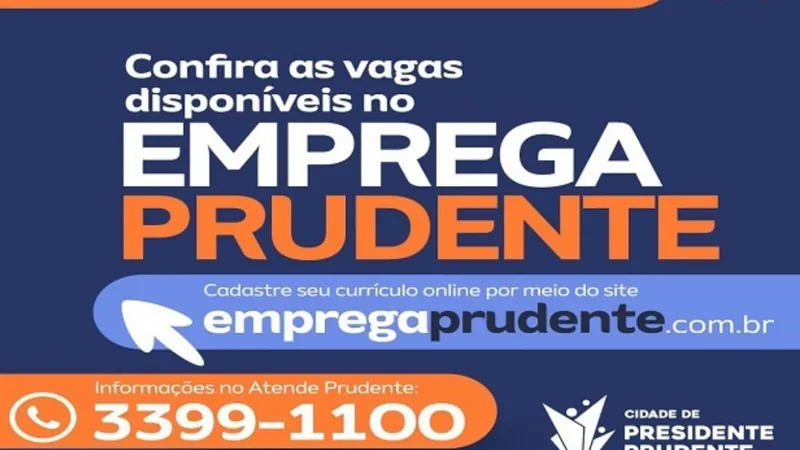 Os cargos disponíveis no site empregaprudente.com.br