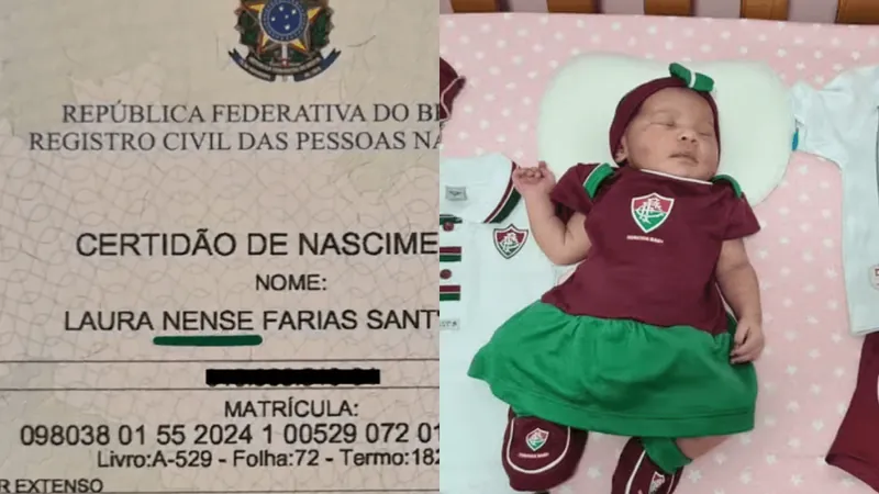 Pai torcedor do Fluminense registra filha com o nome do clube do coração