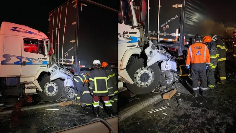 Acidente entre carro e caminhões deixa três mortos na via Dutra, em SP