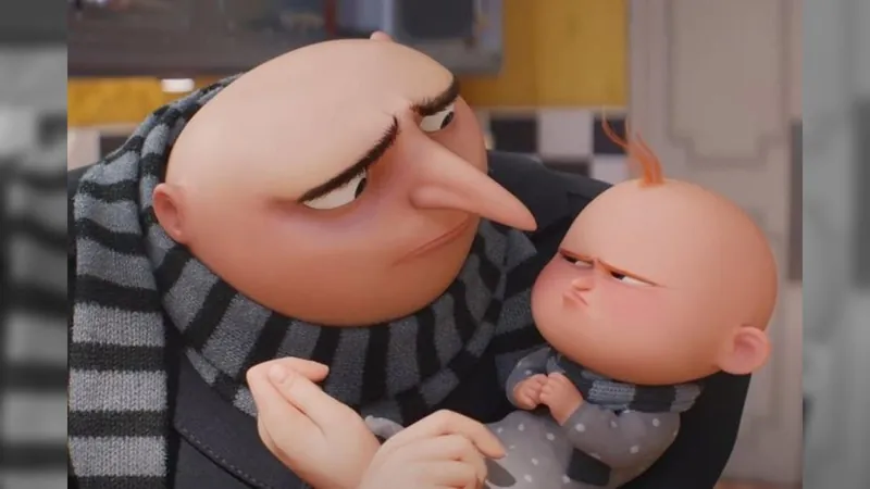 Depois de adotar Margo, Edith e Agnes, Gru se torna pai do Gru Jr