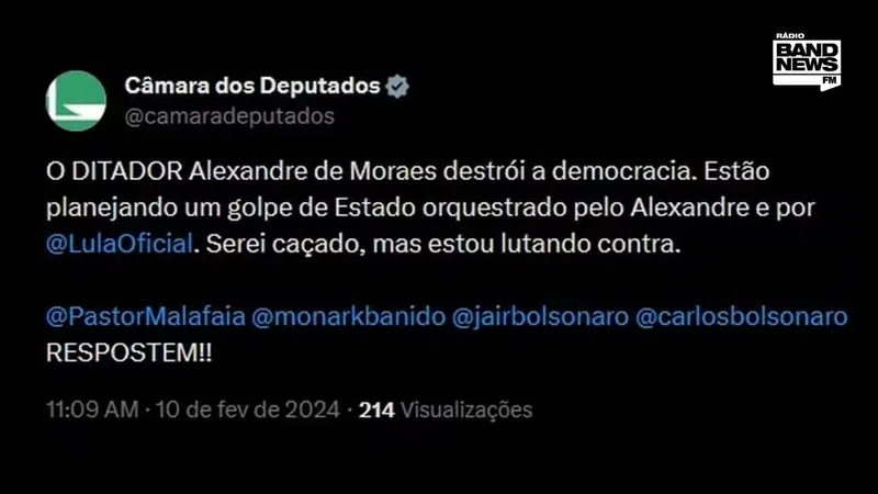 Câmara vai apurar post com ataques a Lula e Moraes