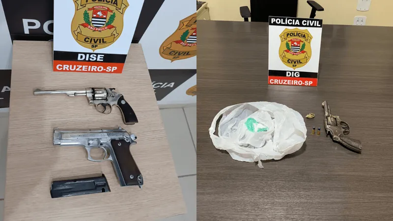 Polícia Civil de Cruzeiro realiza prisões e apreensões de armas em operações