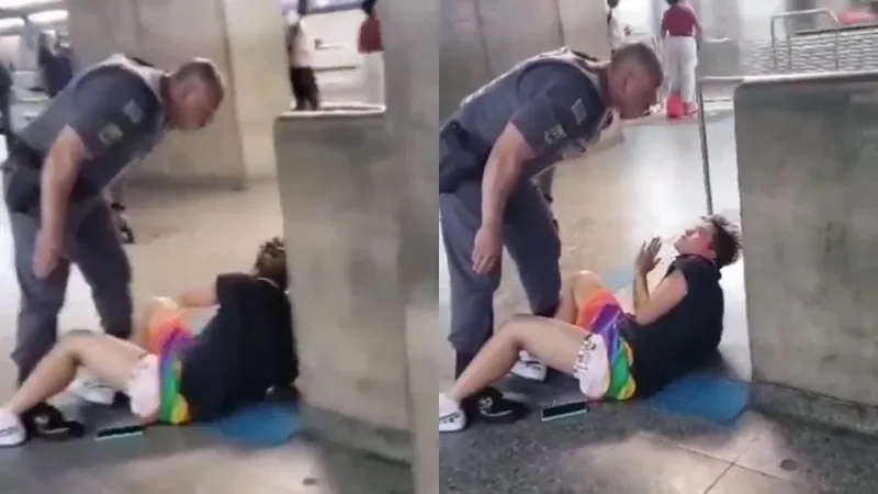 Policial militar agride mulher em estação de metrô de SP