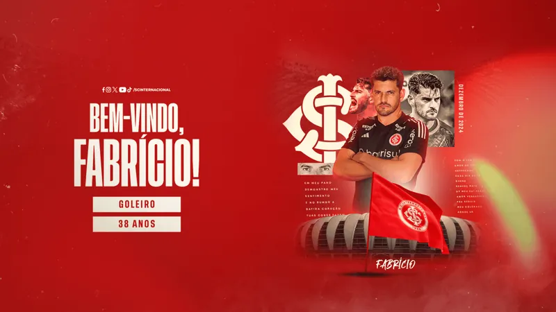 Internacional anuncia a contratação do goleiro Fabrício, do Nova Iguaçu