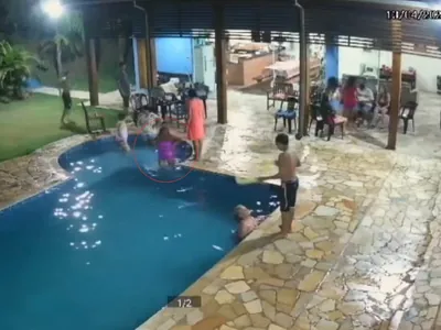 Mulher morre após cair na piscina da festa do próprio casamento; veja vídeo 