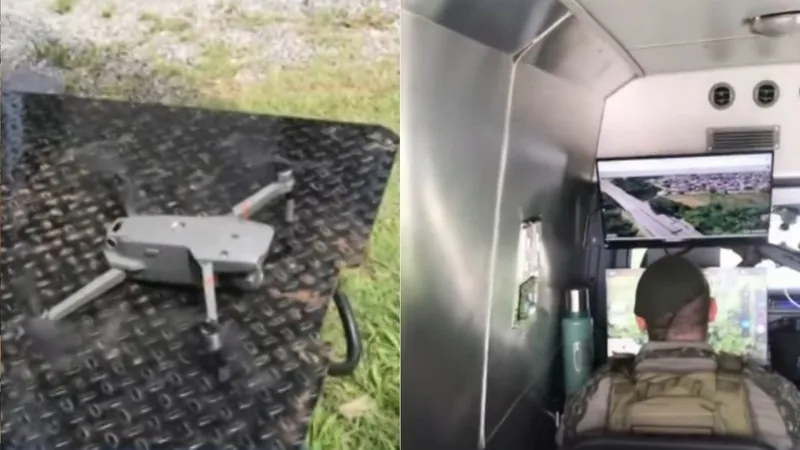 Policiais utilizam drones para procurar soldado desaparecido
