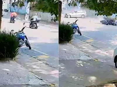 Vídeo flagra motorista bêbado atropelando dois motociclistas em SP