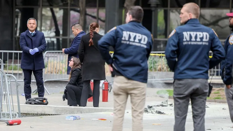 Polícia de Nova York onde um homem ateou fogo contra o próprio corpo