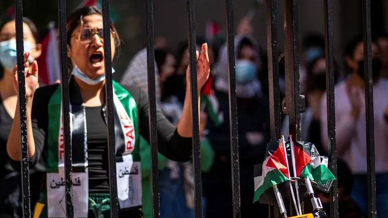 Protesto pró-Palestina em universidade norte-americana