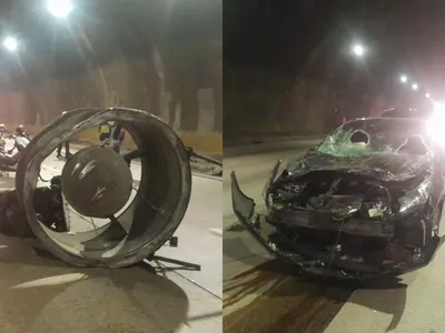 Ventilador cai de túnel e causa acidente no Rodoanel em SP