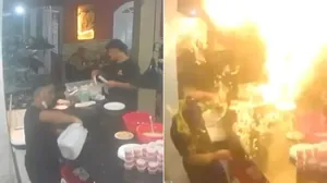 Vídeo: funcionário abre garrafão de álcool e causa explosão em churrascaria