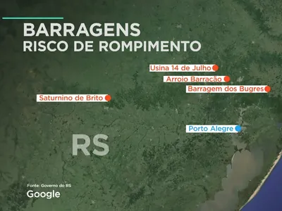 Quatro barragens têm risco de ruptura no RS e podem piorar situação do Guaíba