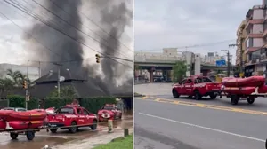Explosão em posto de combustíveis causa incêndio em enchente em Porto Alegre