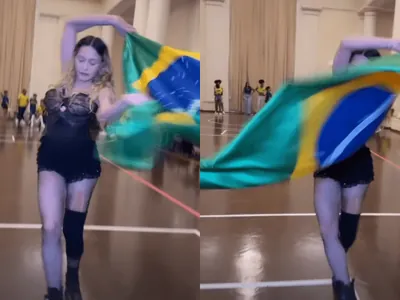 Madonna dança com bandeira do Brasil poucas horas antes de show em Copacabana
