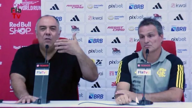 Marcos Braz e Bruno Spindel, dirigentes do Flamengo